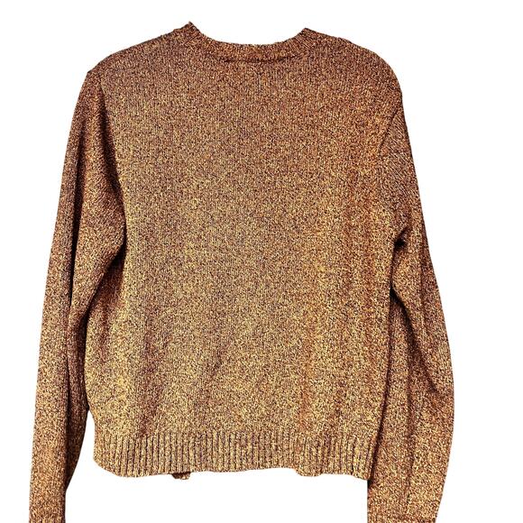 vintage M women's Pierre Cardin crew neck textured cardigan sweater orange black - Picture 2 of 4